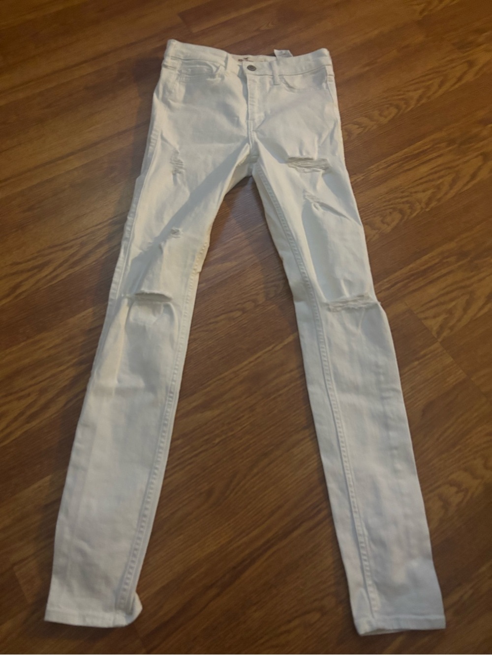 Hollister White Ripped Skinny Jeans